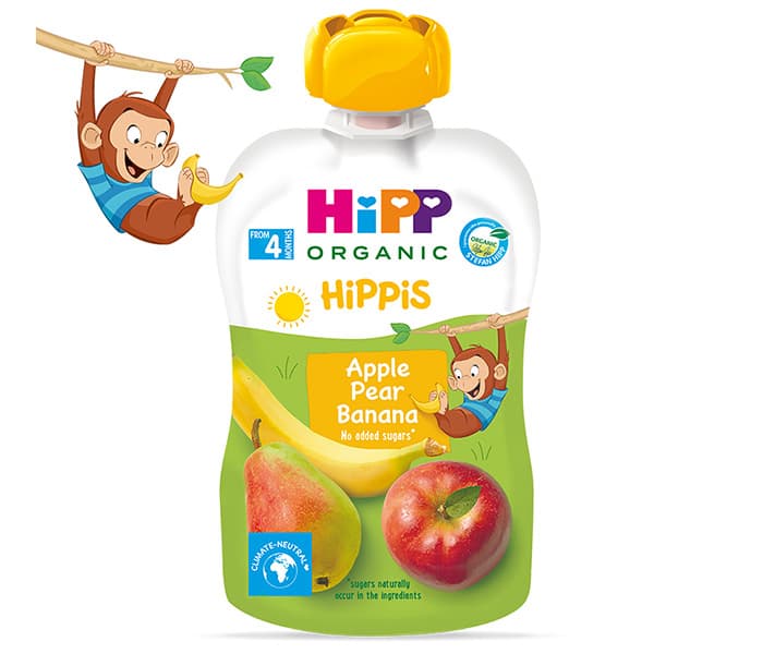 HIPP Овошно пире за бебиња јаболко, круша и банана 4M+ 100гр
