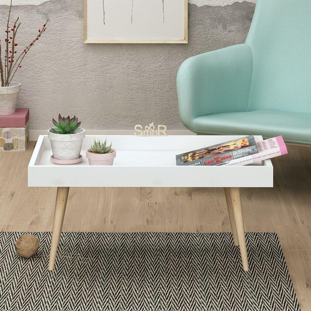 Маса Hanah Home Club крст 80x48,8x45 см бела