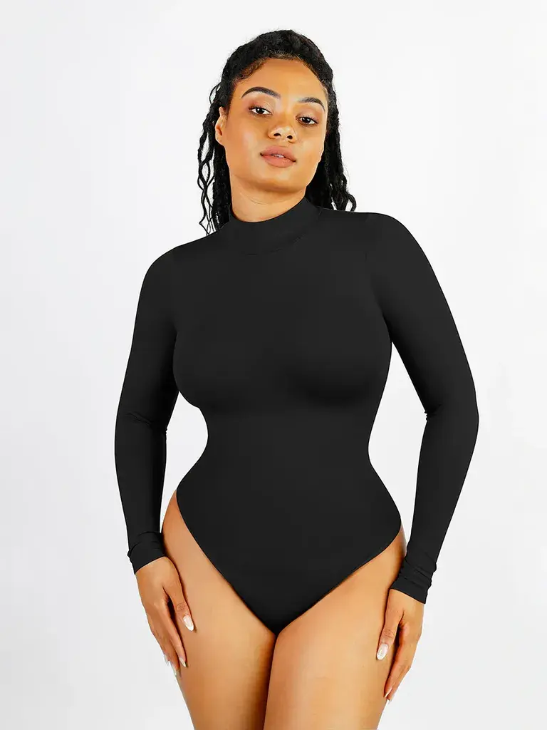 SHOP LILY Боди Long Sleeve Turtle Neck - Црно