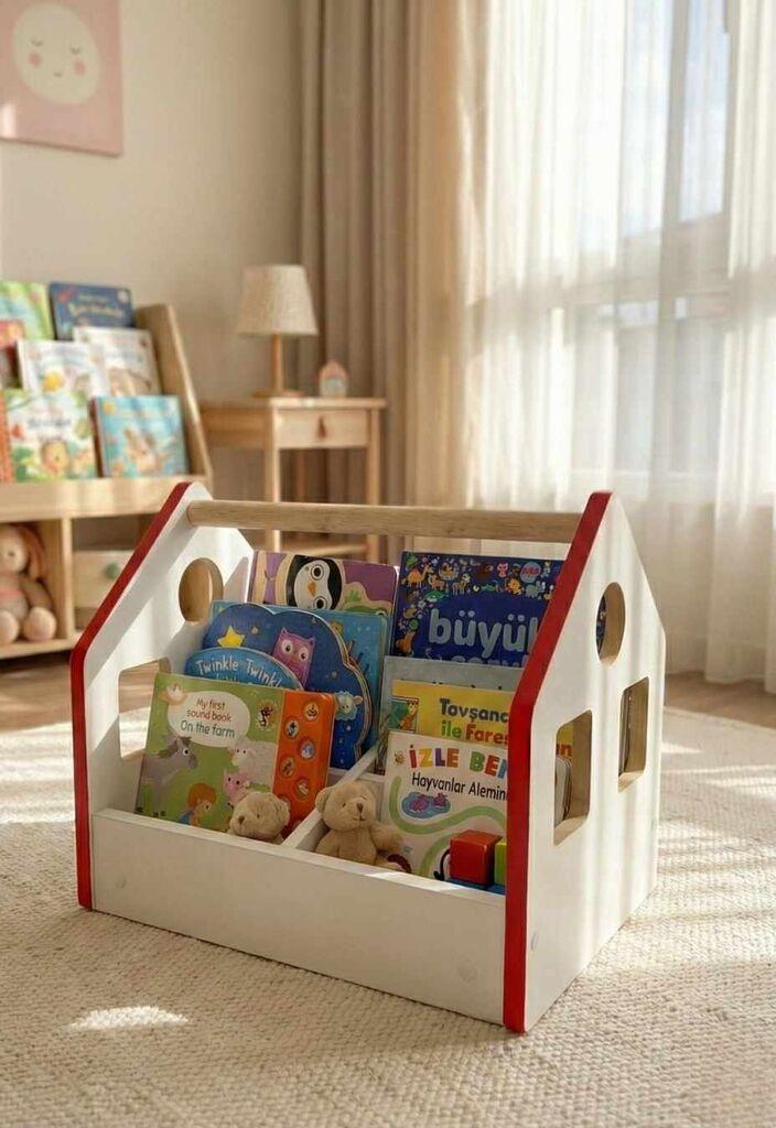 Hanah Home Организер за книги, 50x40x32 cm, црвено-бел