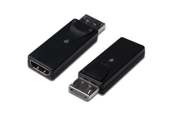 Digitus Дисплеј Порт Адаптер, Тип DP - HDMI A M/Ж, со/интерлок, Full HD, DP 1.1a, црн