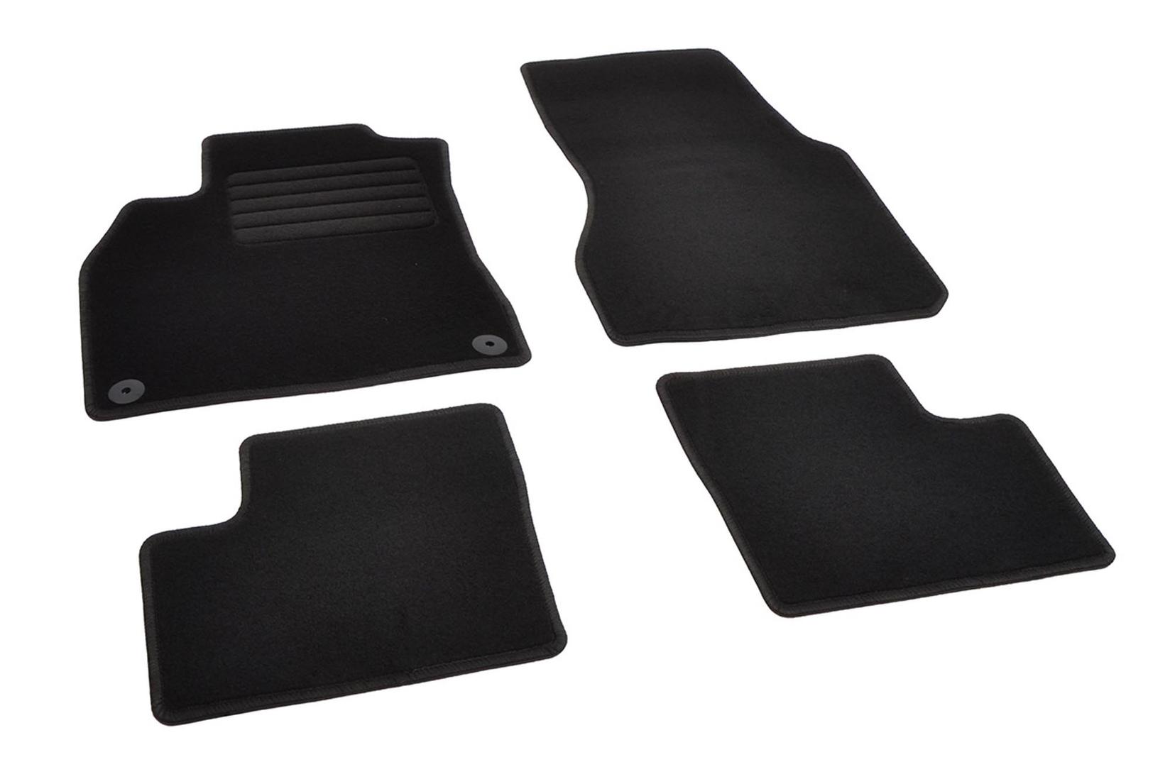 RIGUM Платнени патосници за Renault Twingo по 2014 година, Smart ForFour по 2015 година, Smart ForFour EQ по 2017 година, 4 дела, црни