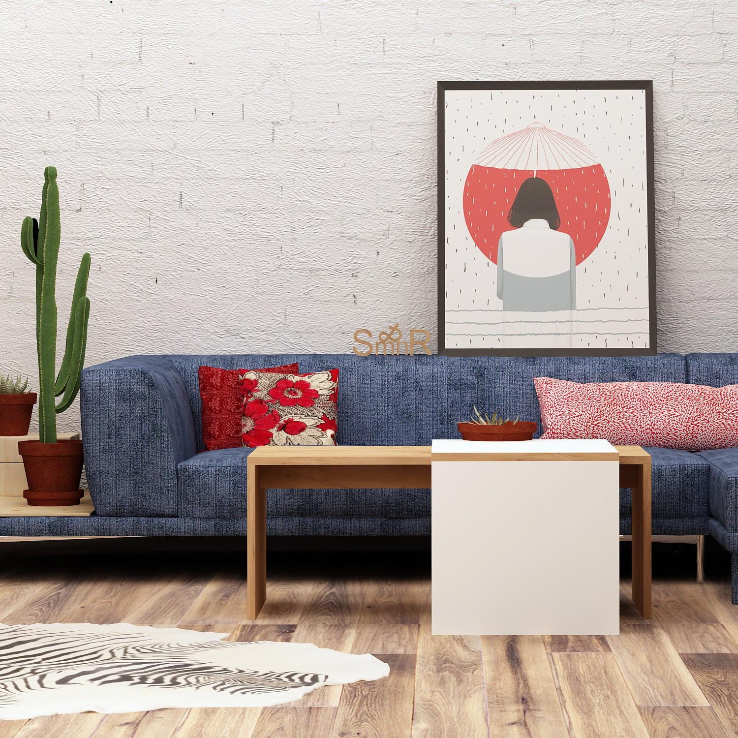 Маса Hanah Home Club Nuguso 90x42x40cm дабово-бела