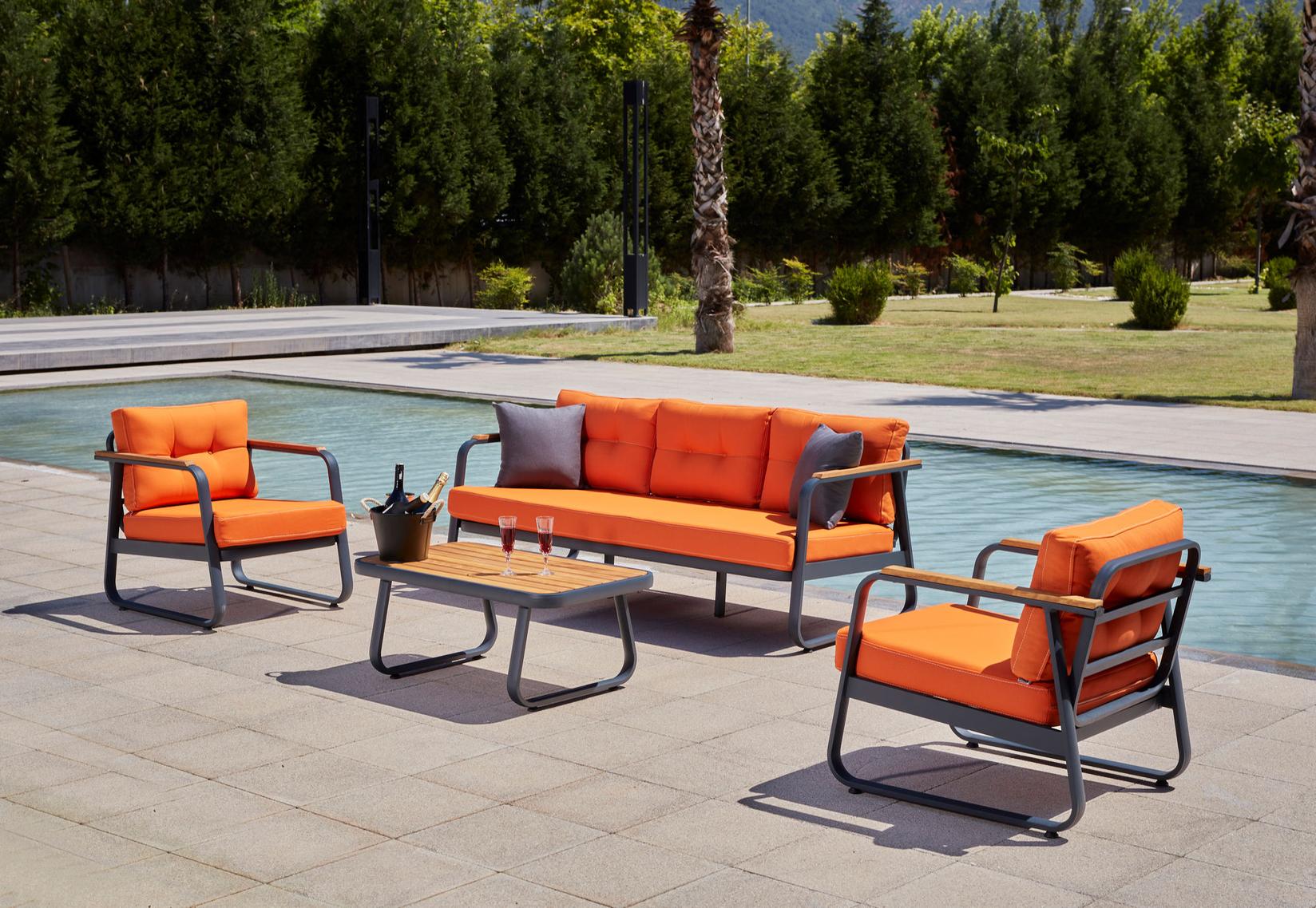 Градинарски мебел Хана Хоум Рио 185x81x80 см Портокалова