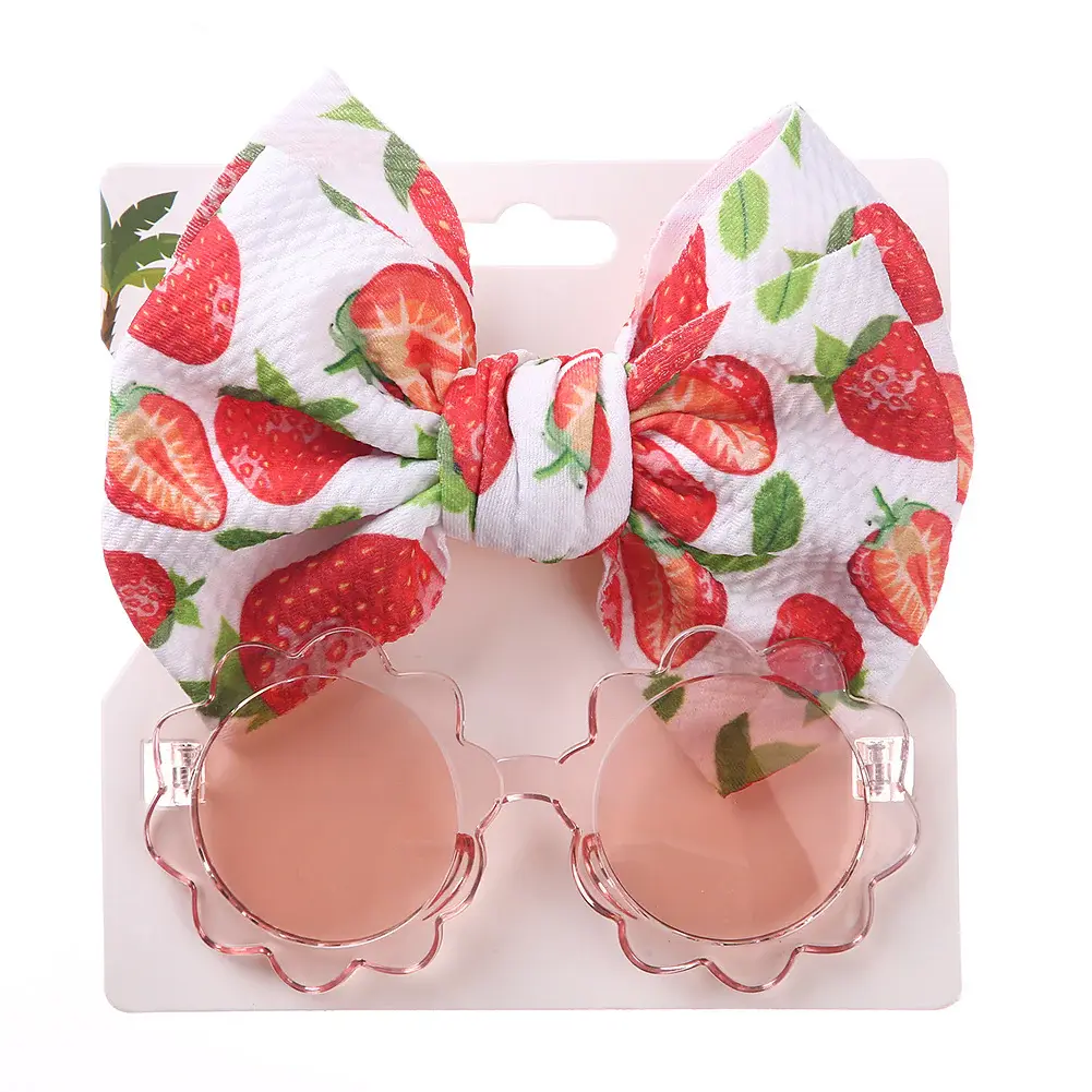 Детски сет со цветни очила и трака за коса со панделка