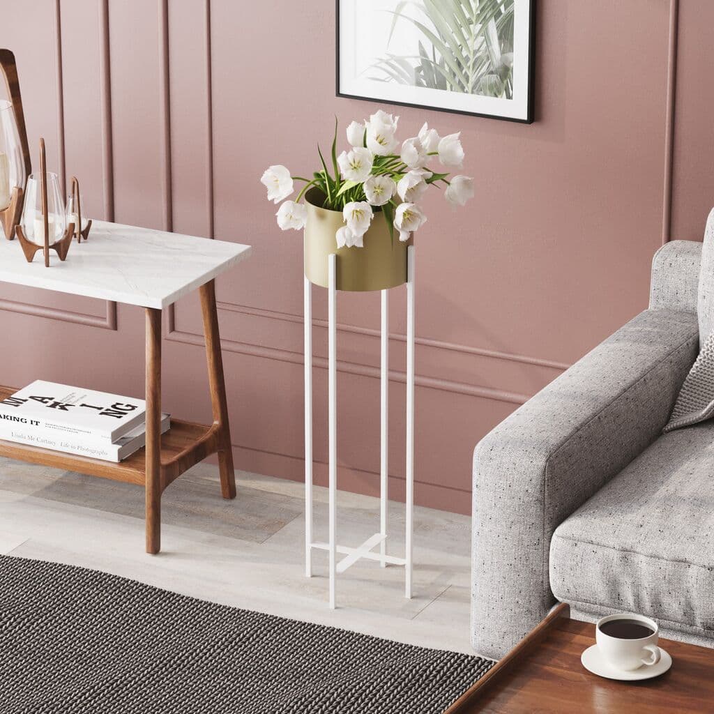 Декоративна саксија Aberto Design GED-025-C, 23x78x23 см, бела