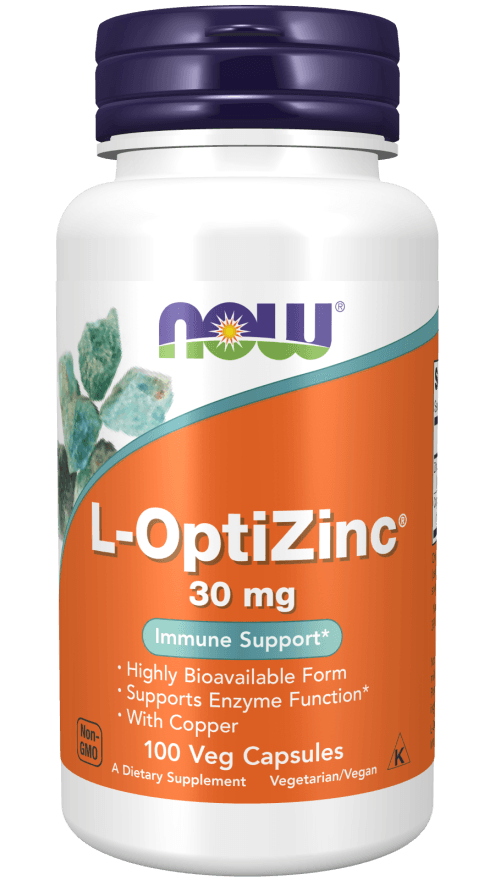 NOW Капсули L-OptiZinc, сет 2 x 100 капсули