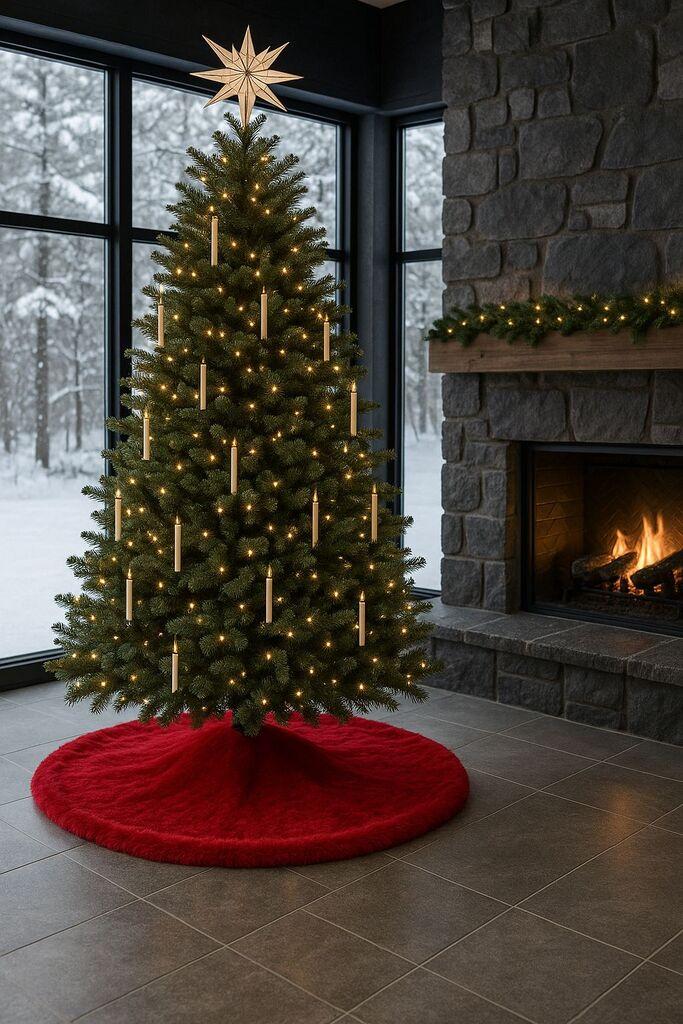 Основа за елка за елка Aberto Design Yilbasi, тркалезна, 100x100 см, црвена