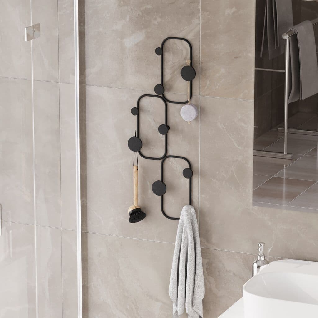 Закачалка за dzид Wallity Lizzard, 9 куки, црна