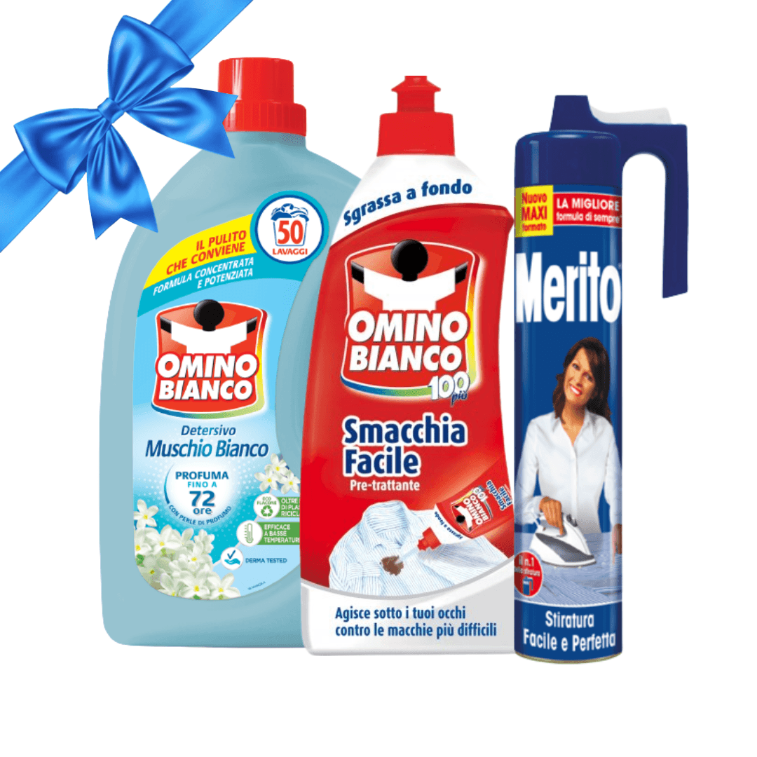 OMINO & MERITO Сет од детергент, средство за флеки и штирак