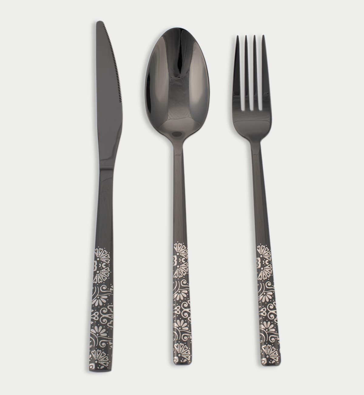 COMODITA HOME Сет прибор за јадење flower black L 18 парчиња