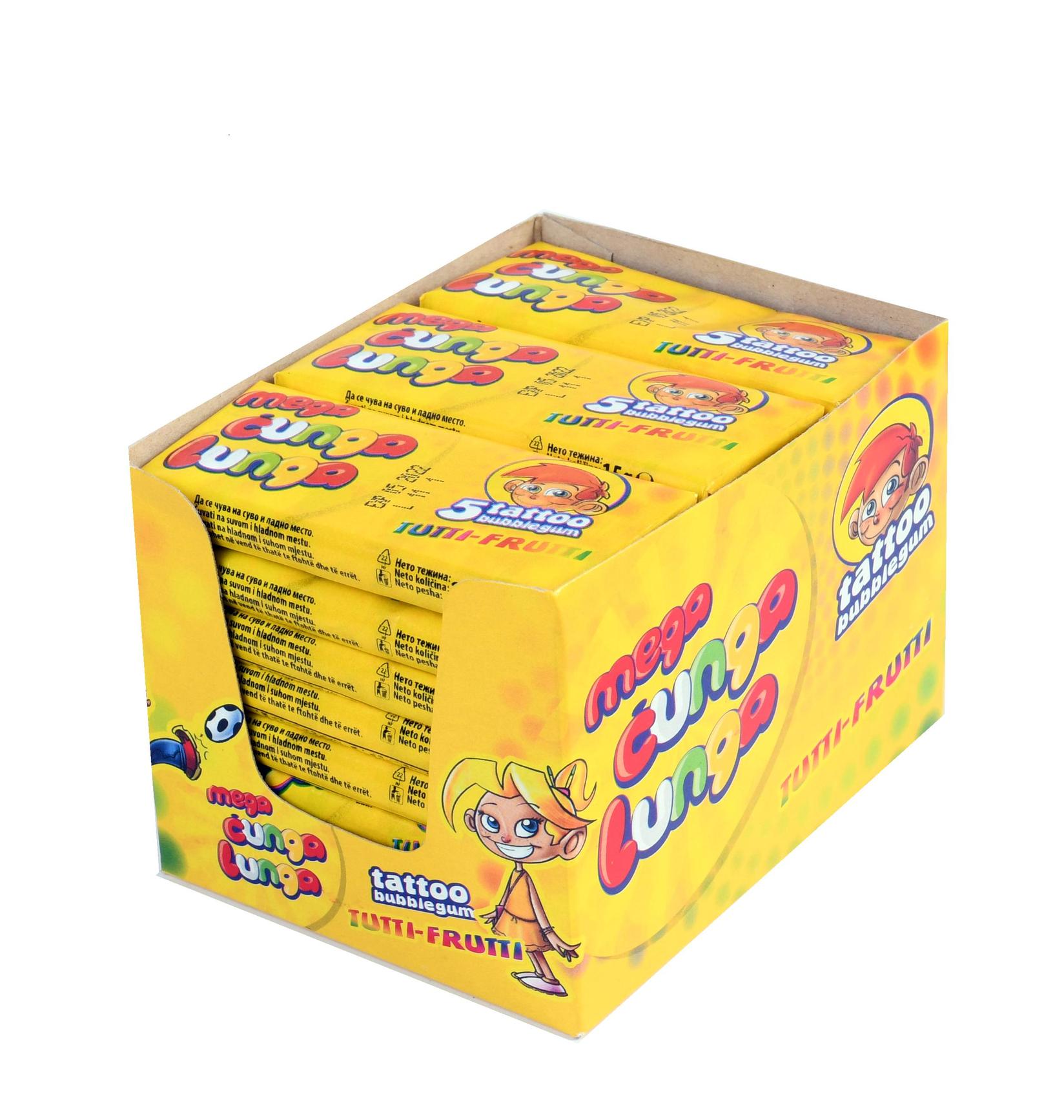 CUNGA LUNGA Гуми за џвакање Mega Tutti Frutti, кутија