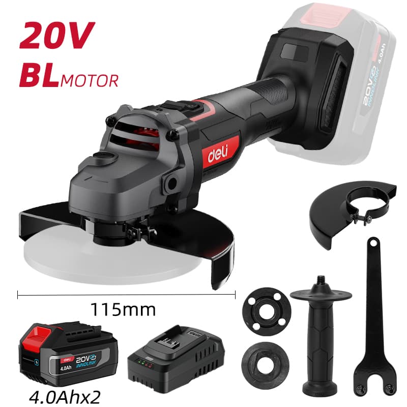 DELI Батериска брусалица 2*4Ah 115mm