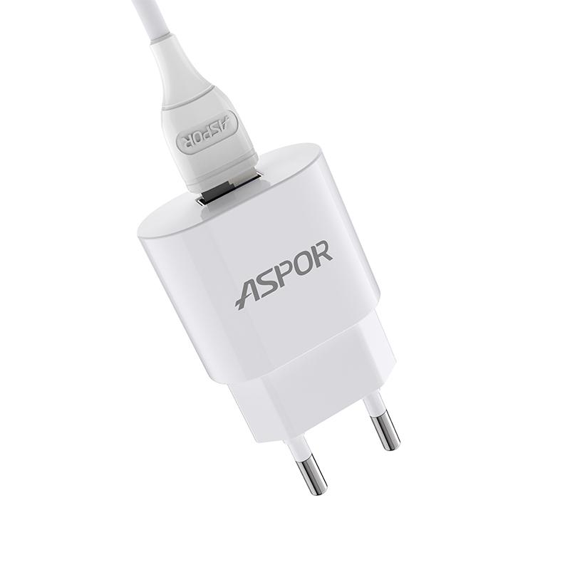 Aspor A818 Полнач 2.4A USB A + Lightning кабел