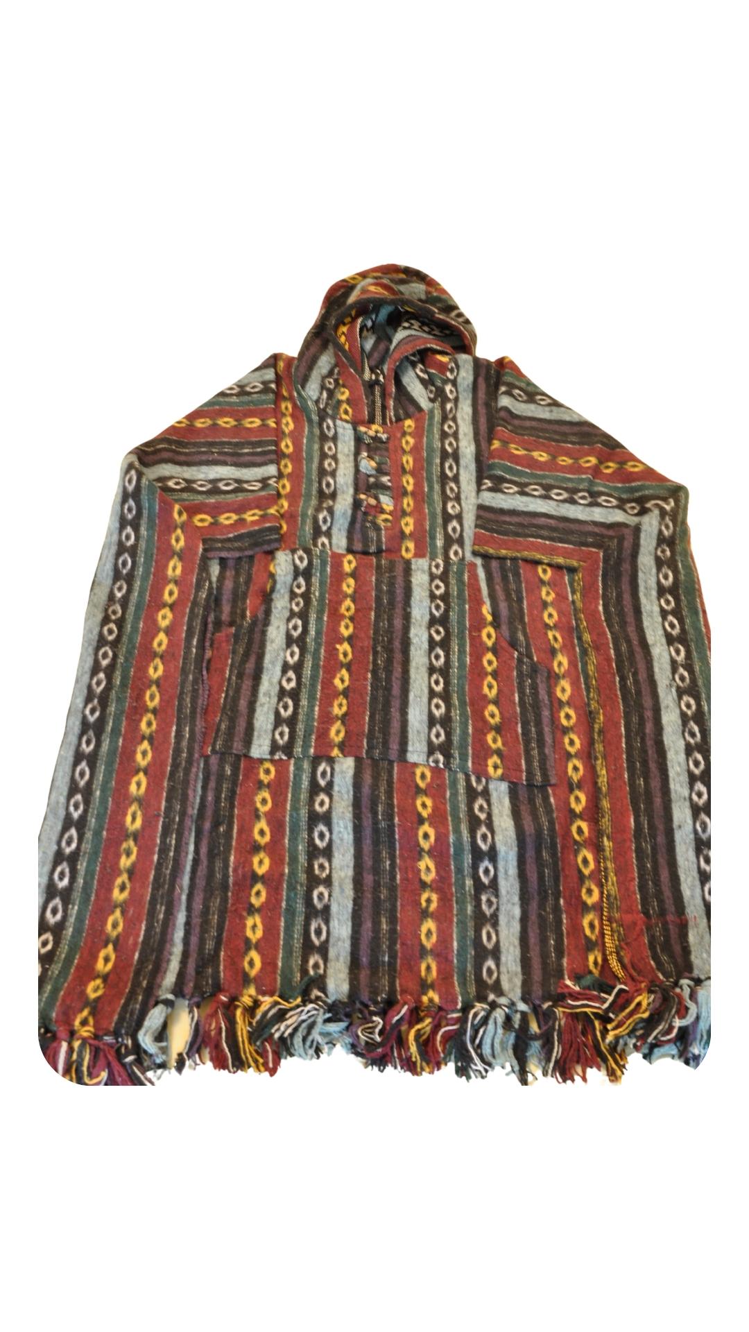 HIPPIE PLANET Долго пончо - Универзална големина, бордо-виолетово