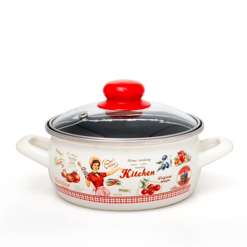 METALAC  Тенџере плитко принц 16цм/1.5л со капак декор 2564