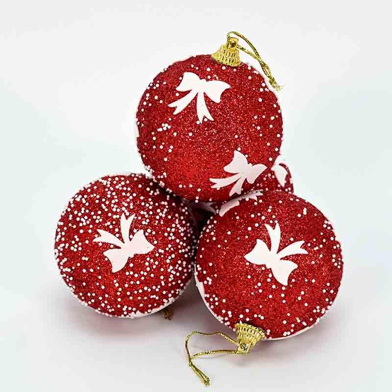 Новогодишни лампиони црвени 4/1 стиропор 7цм