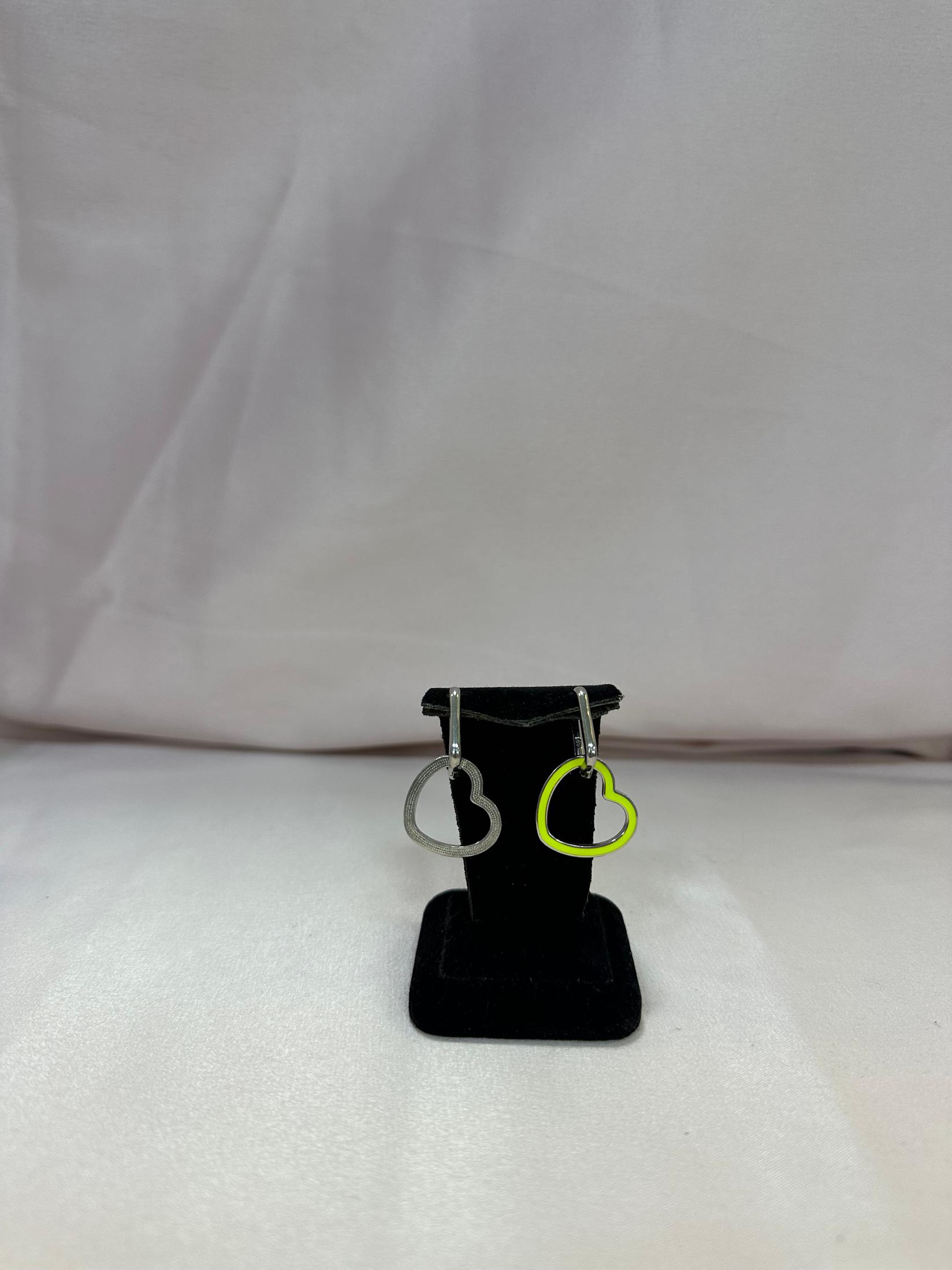 SILVER 925 Сребрени Обетки Срце Двобојно, Жолта