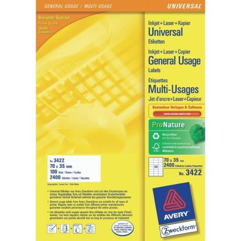 Етикети А4 1/100 2400 етикети 70*35мм