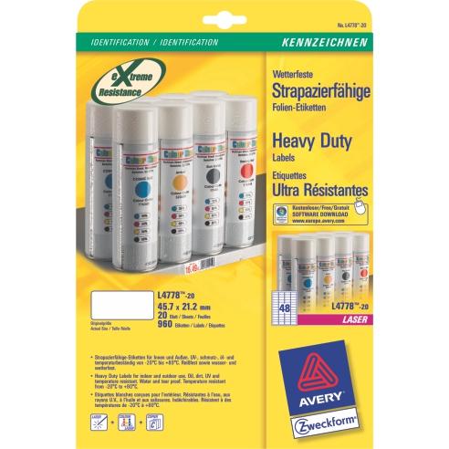 ZWECKFORM Етикети 4778 Л А4/20 45.7*21.2 Водоотпорни