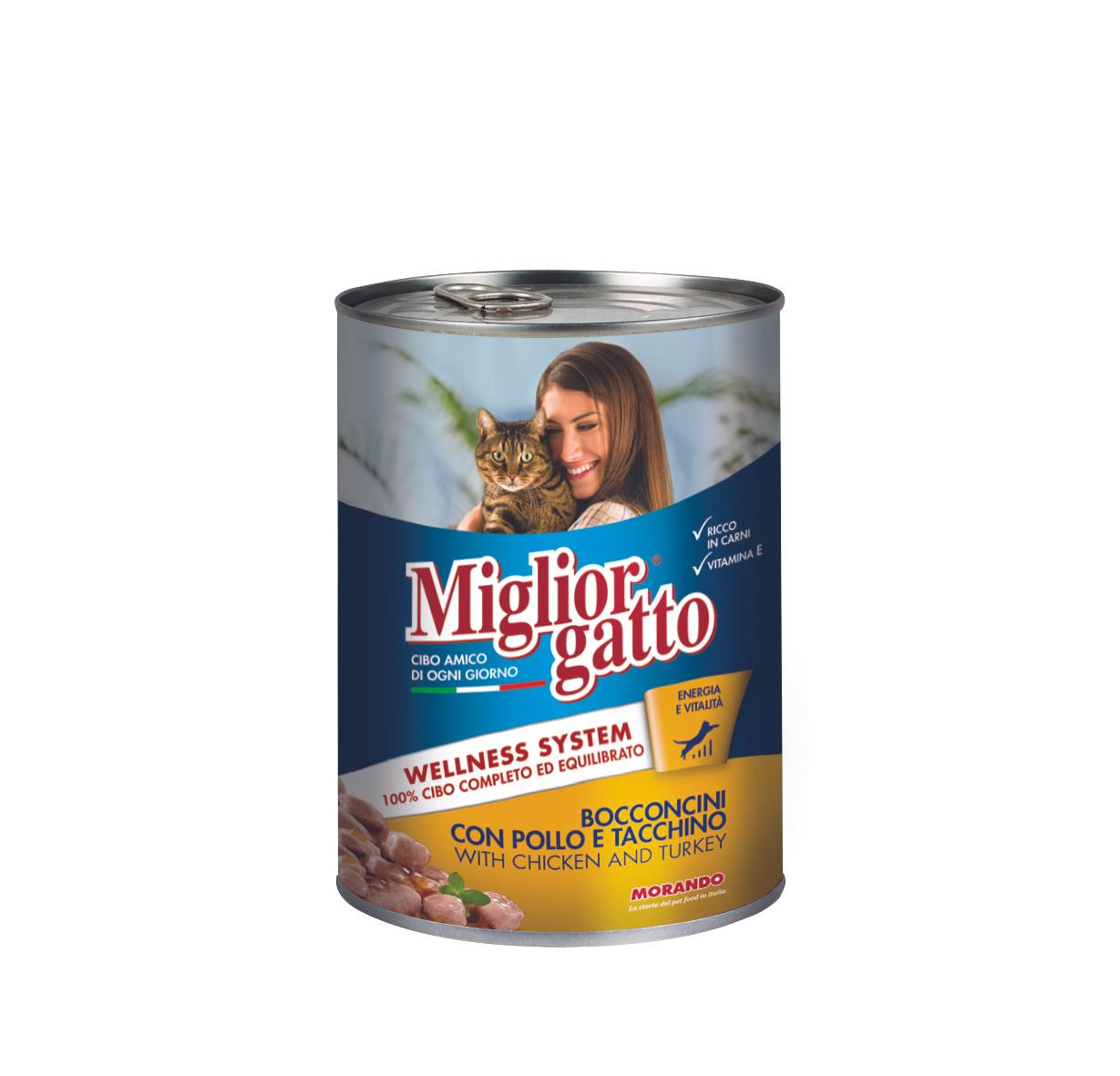 MORANDO Храна за мачки со пилешко и мисиркино месо 405г