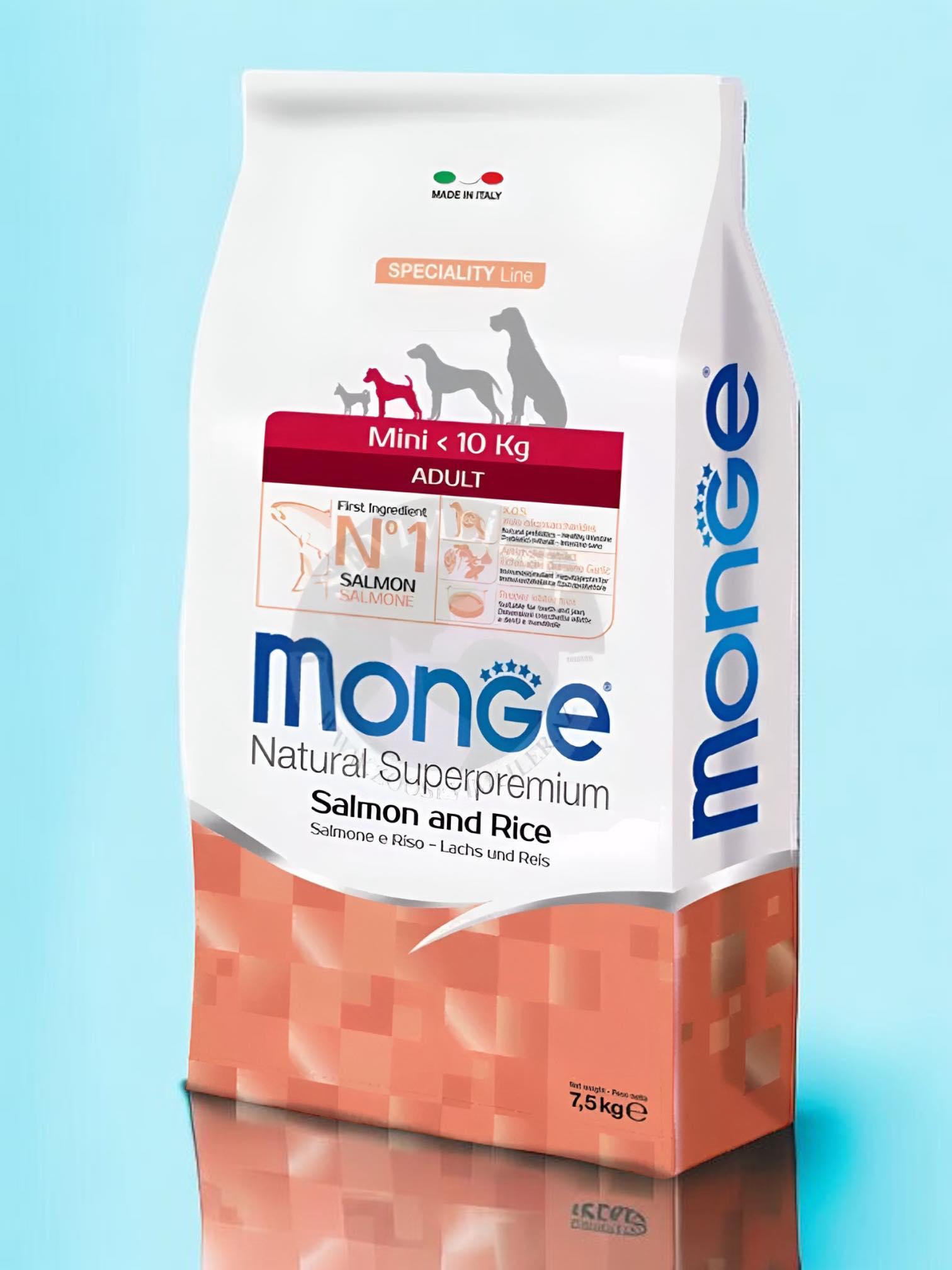 MONGE Храна за кучиња со мини големина со лосос и ориз Natural superpremium