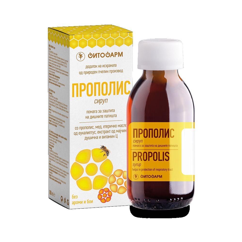 Fitofarm Propolis Сируп Со Прополис,Мед,Етерично Масло од Еукалиптус,Екстракт од Мајчина Душица И Витамин Ц 100Ml
