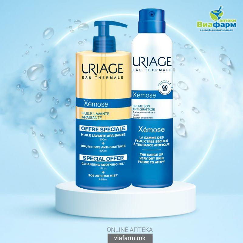 Uriage Uriage Xemose Маслена Купка за Капење И Смирување на Кожата 500Ml + Uriage Xemose Sos Спреј 200Ml