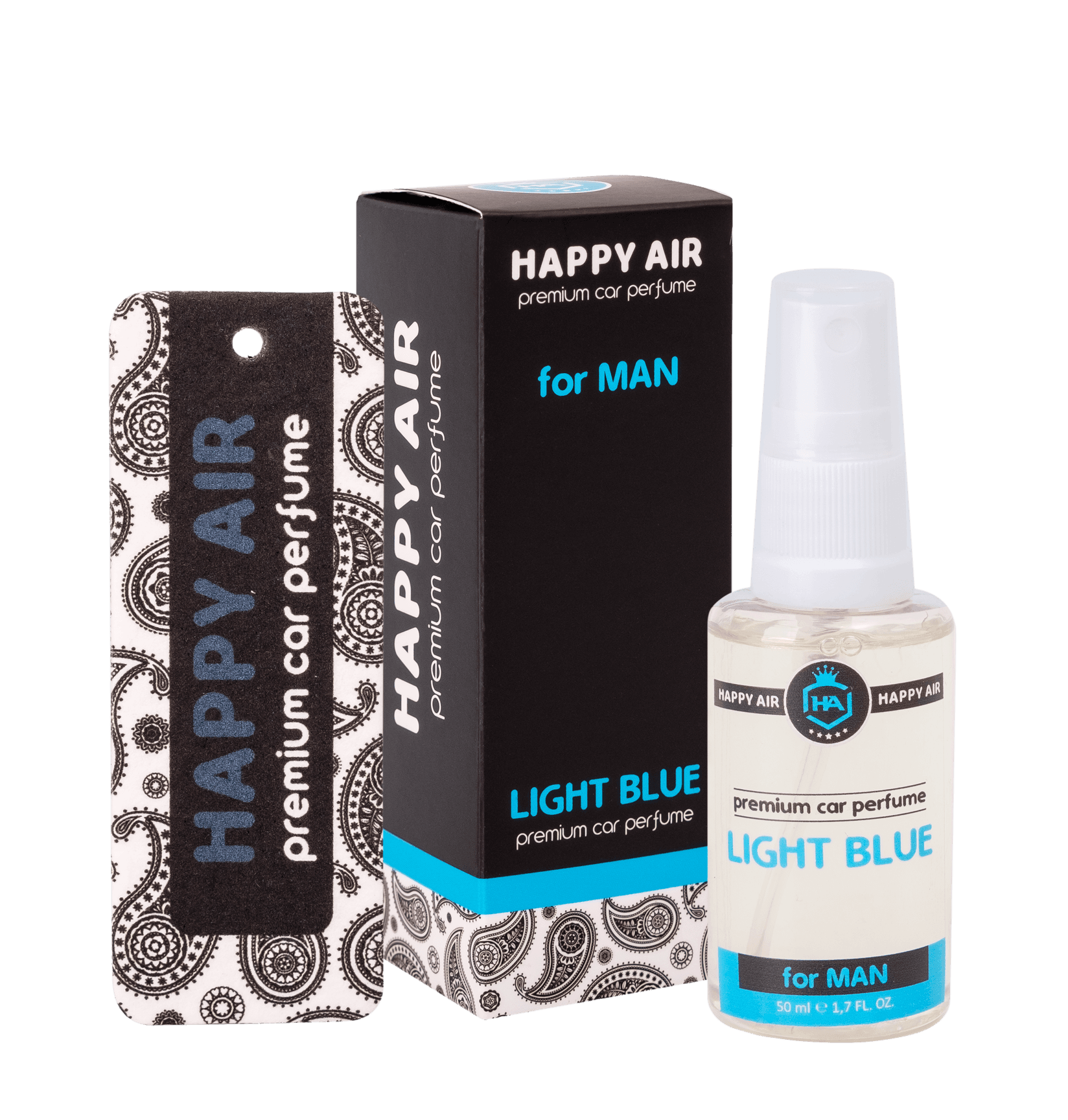 HAPPY AIR PREMIUM Парфем за автомобил 50ml. LIGHT BLUE for MAN (Инспирирано од LIGHT BLUE D&G)