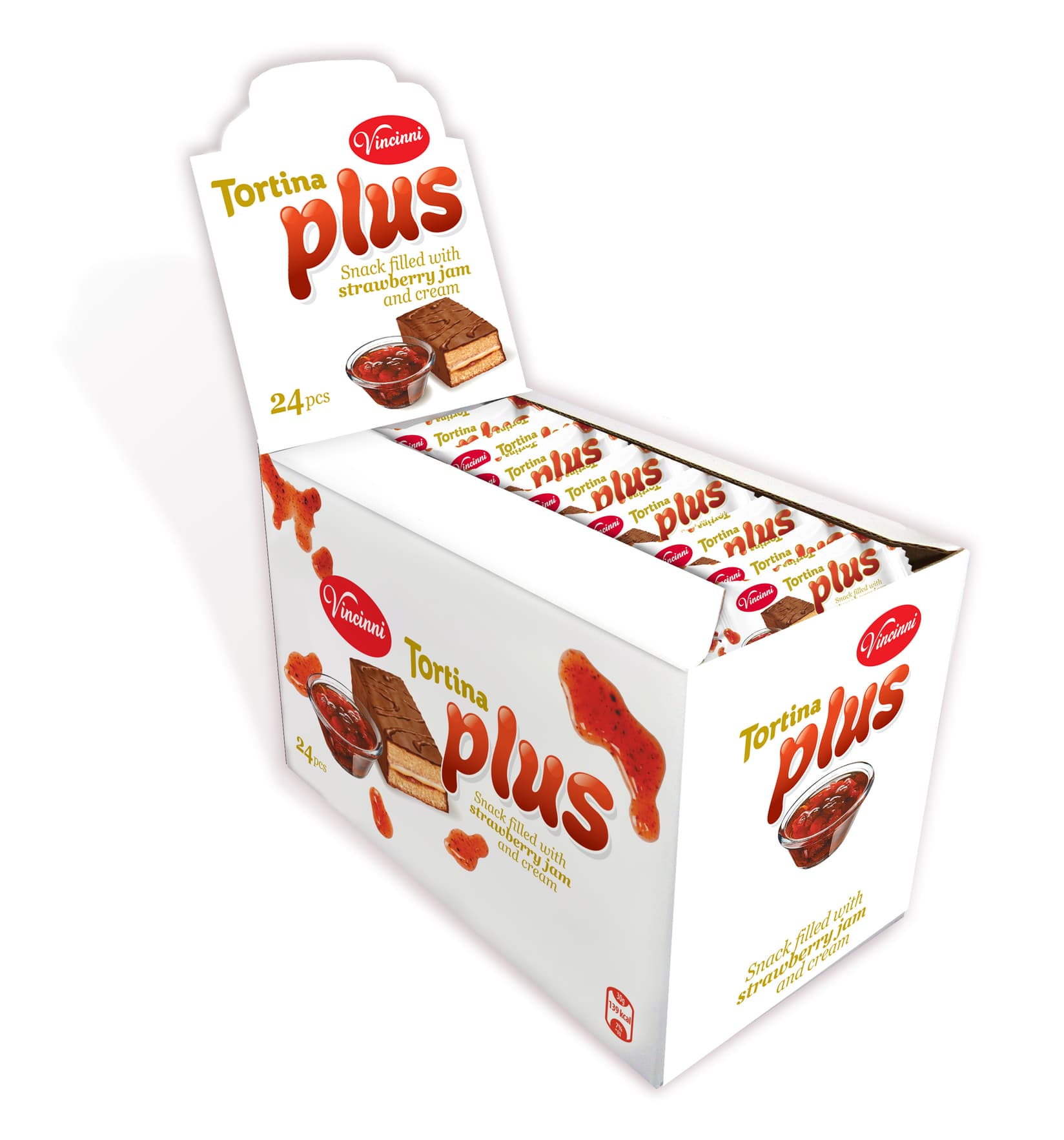 Vincinni Тортина Плус Јагода 30g, 1x24, Дисплеј
