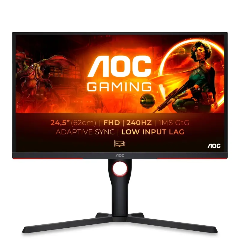AOC 25G3ZM/BK монитор за игри, 24,5"/FHD/VA/240Hz/1ms/Freesync премиум/Pivot/Црн
