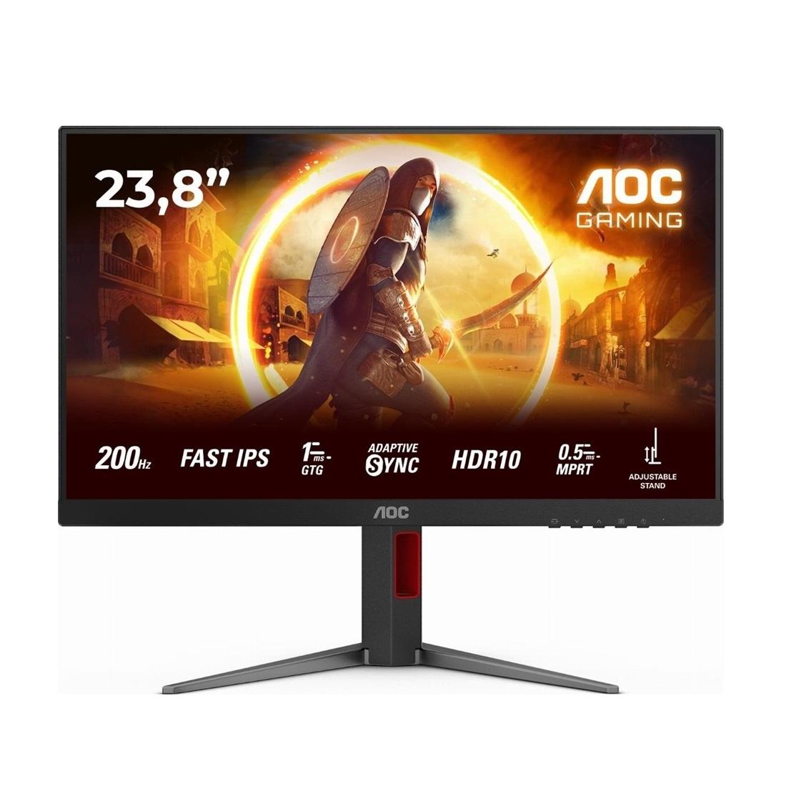 AOC гејмерски монитор 24G4HA, 23.8", IPS, Full HD, 200 Hz, 0.5 ms, Црн