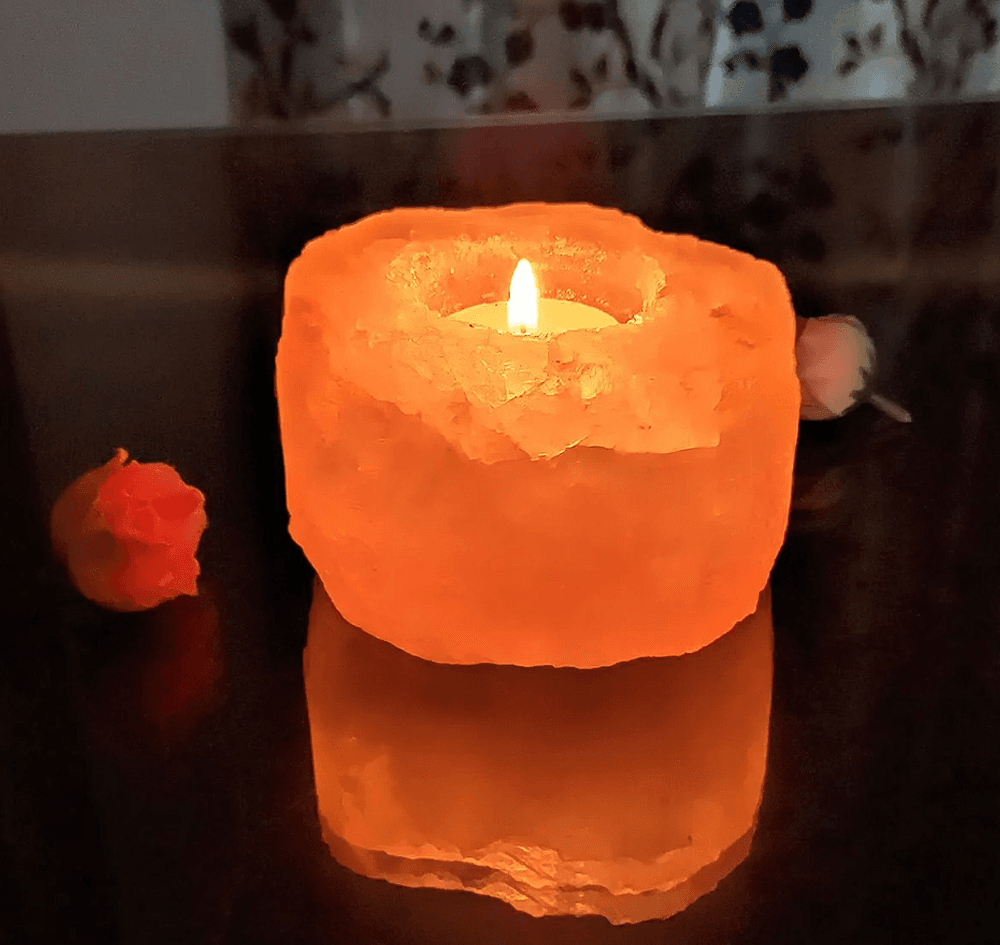 Xималајска солна ламба со вграден држач за свеќа