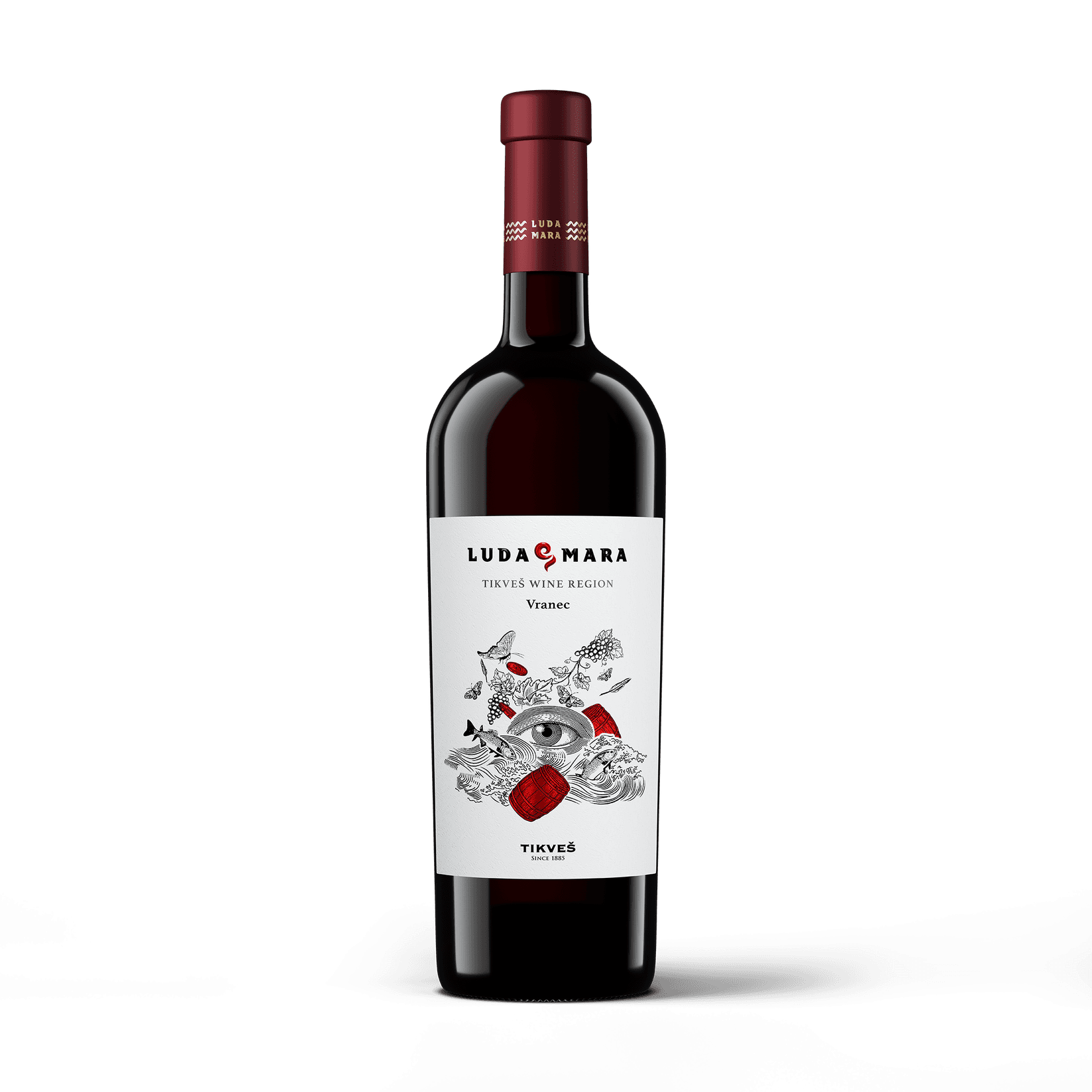 ТИКВЕШ Црвено вино VRANEC Luda Mara 0.75л