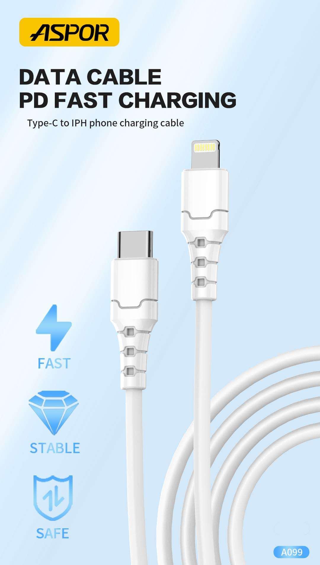 ASPOR Кабел A099 27W Type-C Кон Lightning 1m