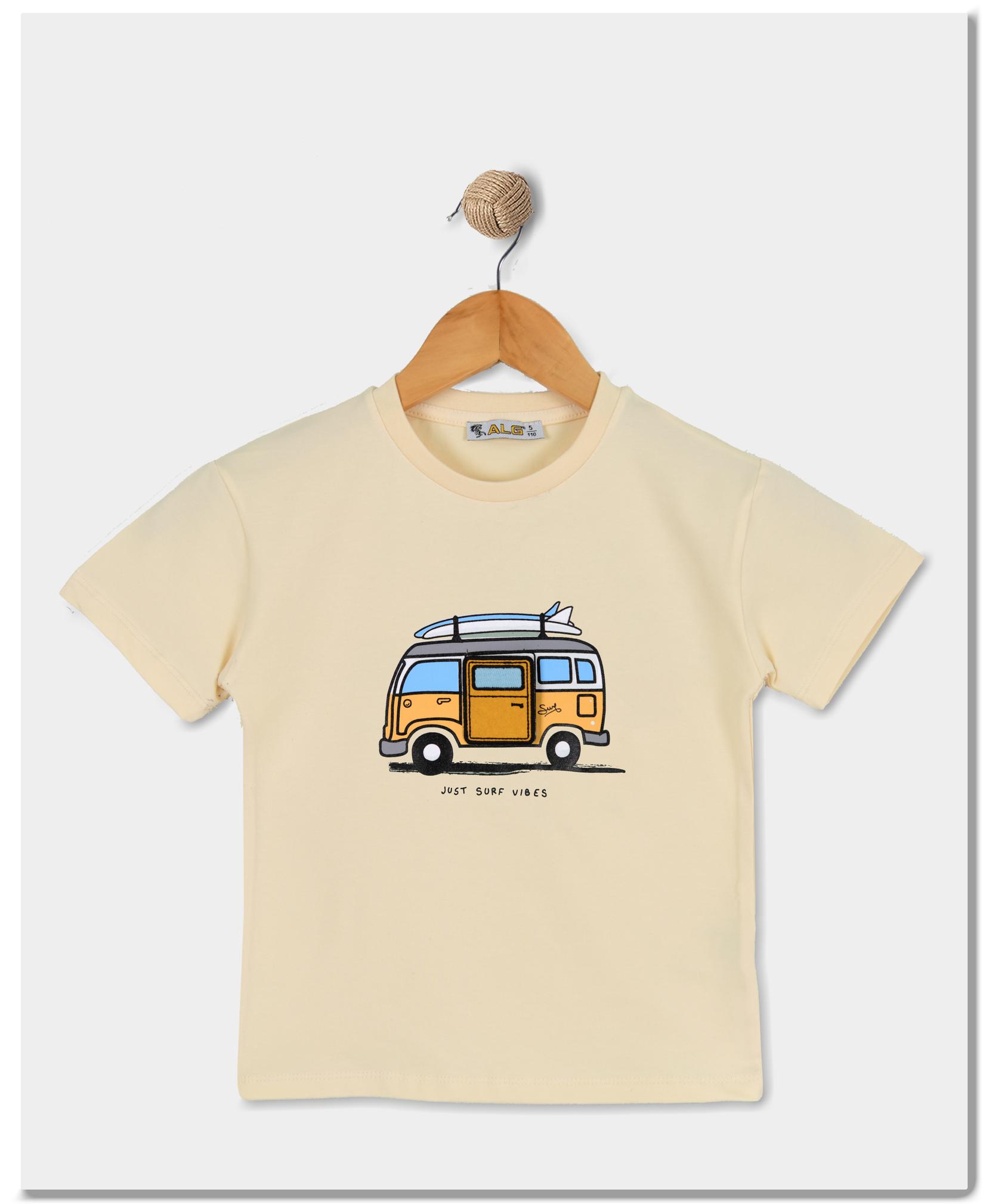 ALG Детска машка маица Just surf vibes крем