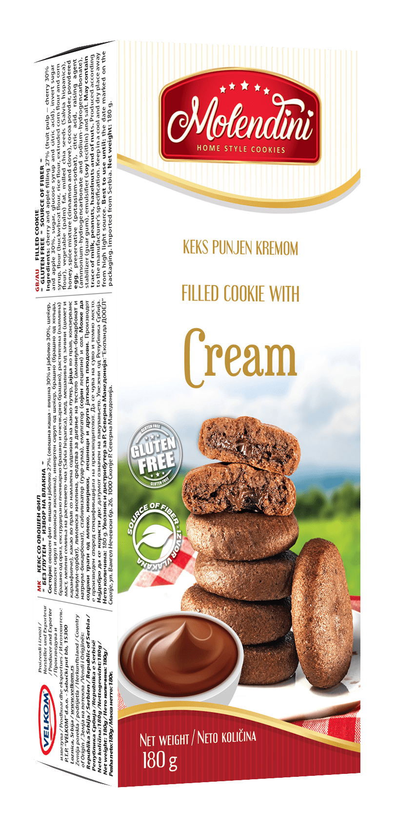 MOLENDINI Без глутенски Кекс полнет со крем - 180г.