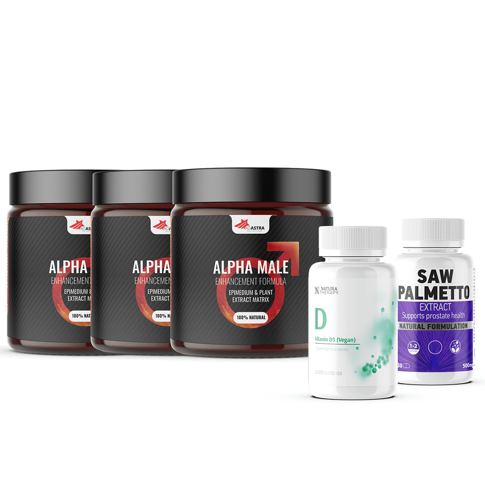 ADASTRA СЕТ 4/1за мажи alpha +подарок витаминд3 30/1 + saw palmetto